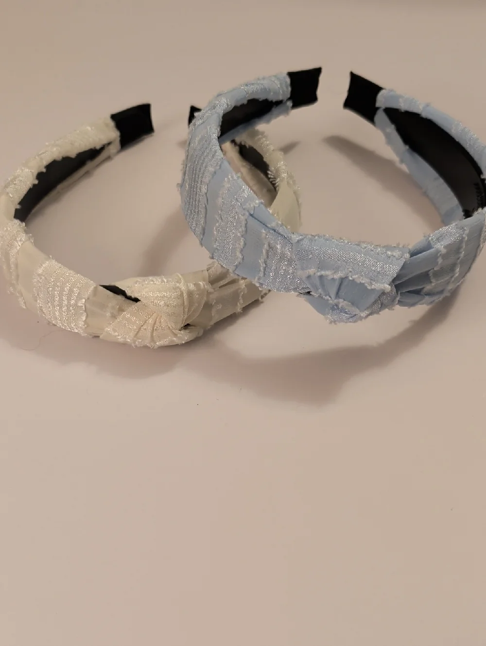 Knotted Fabric Headbands Light Blue & Ivory NWOT